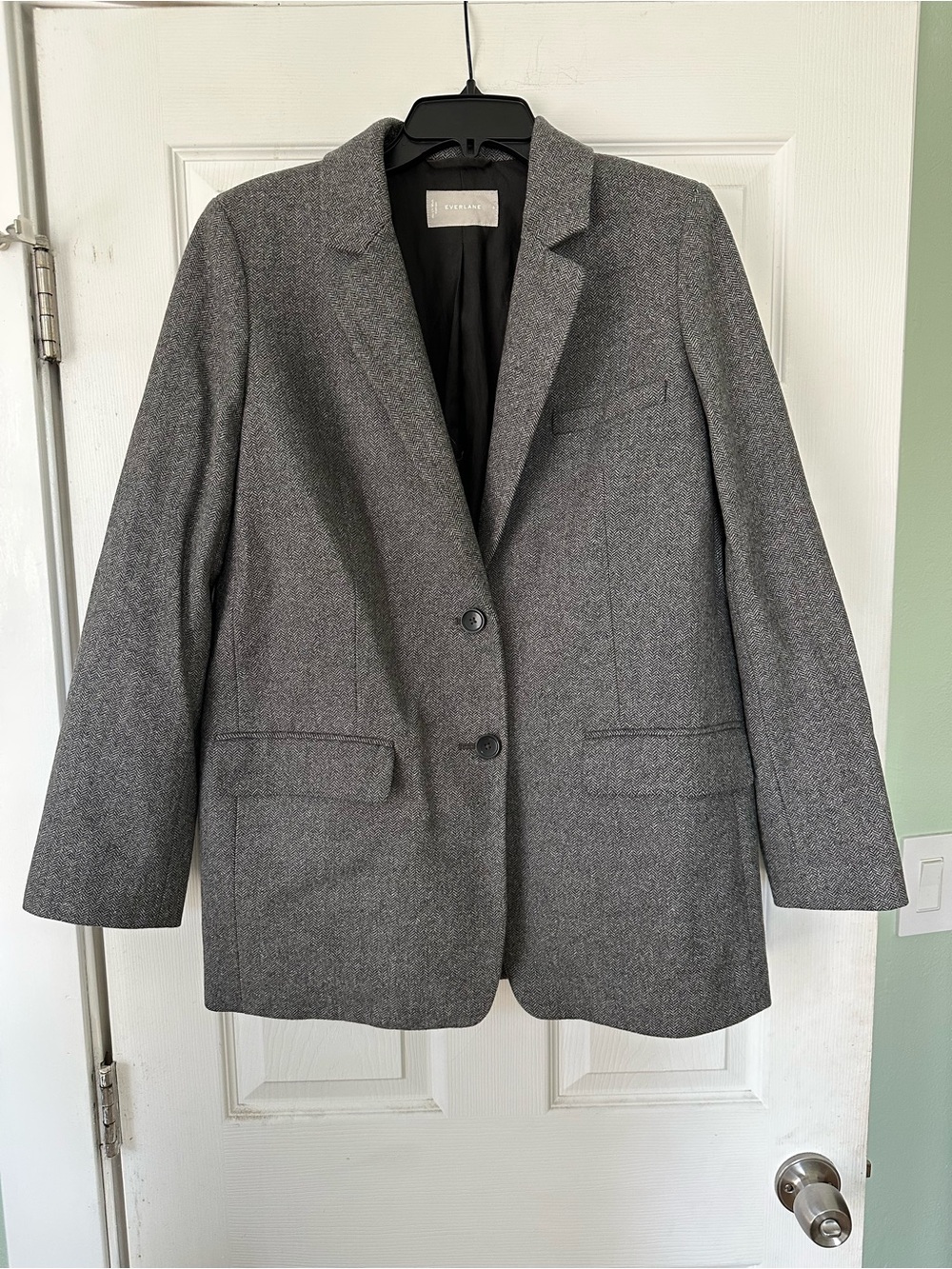 Everlane Gray Wool-Blend Single-Breasted Blazer